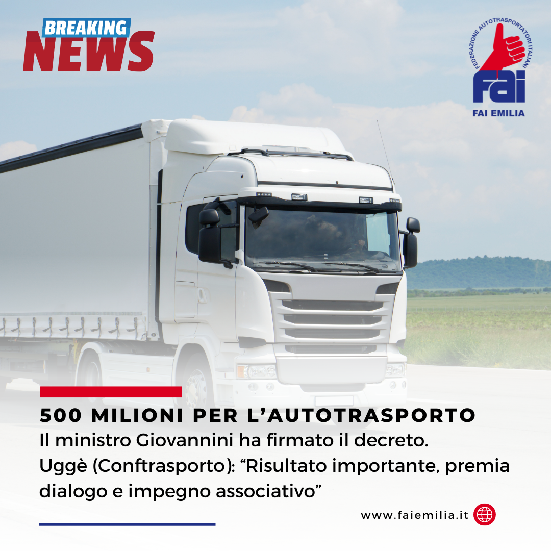 500 milioni per l’autotrasporto