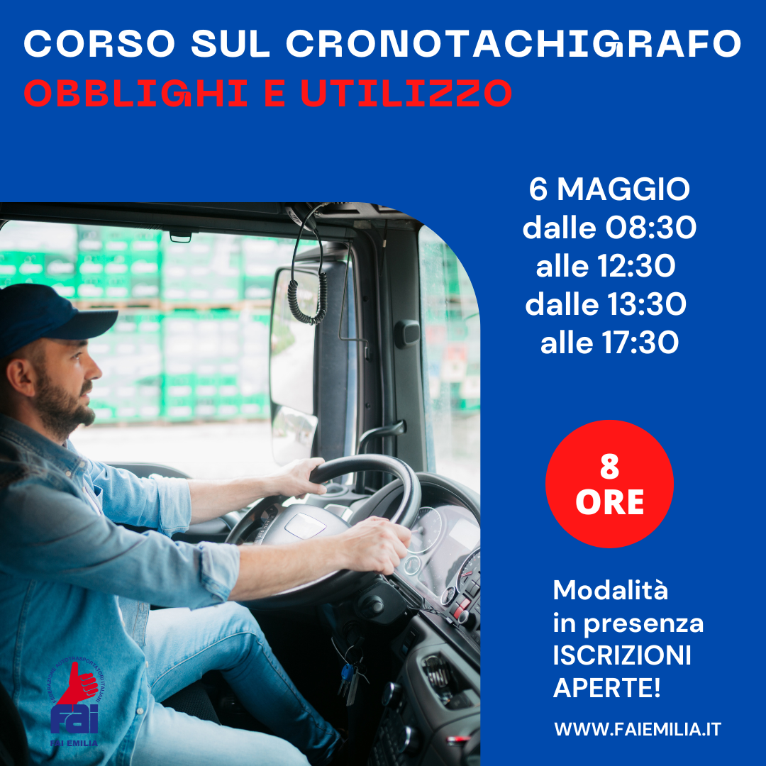 6 maggio Corso Cronotachigrafo: obblighi e utilizzo