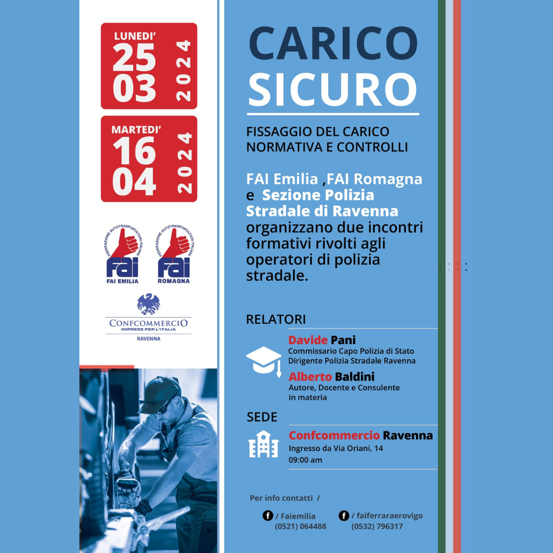 Carico sicuro: incontri su fissaggio del carico, normativa e controlli