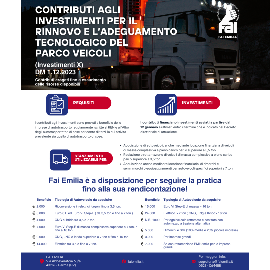 Contributi agli investimenti per il rinnovo e adeguamento tecnologico del parco veicoli 