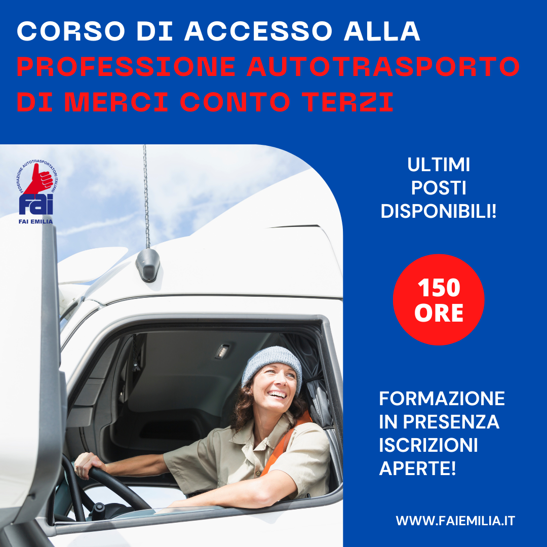 Corso di accesso alla professione di autotrasporto merci conto terzi: dal 6 febbraio 2024