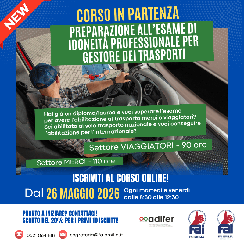 Corso Preparazione all'esame di idoneità professionale per gestore dei trasporti 
