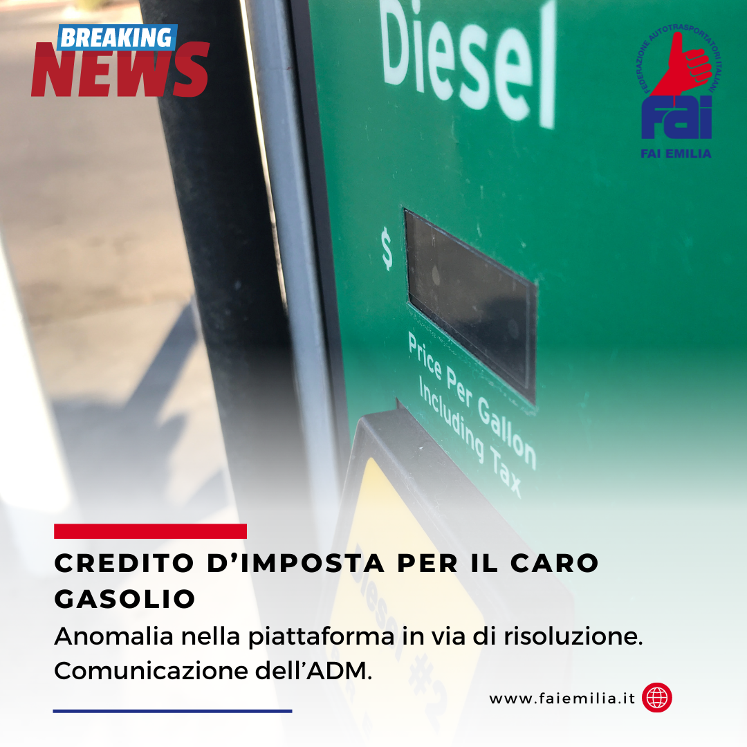 Credito d’imposta per il caro gasolio 