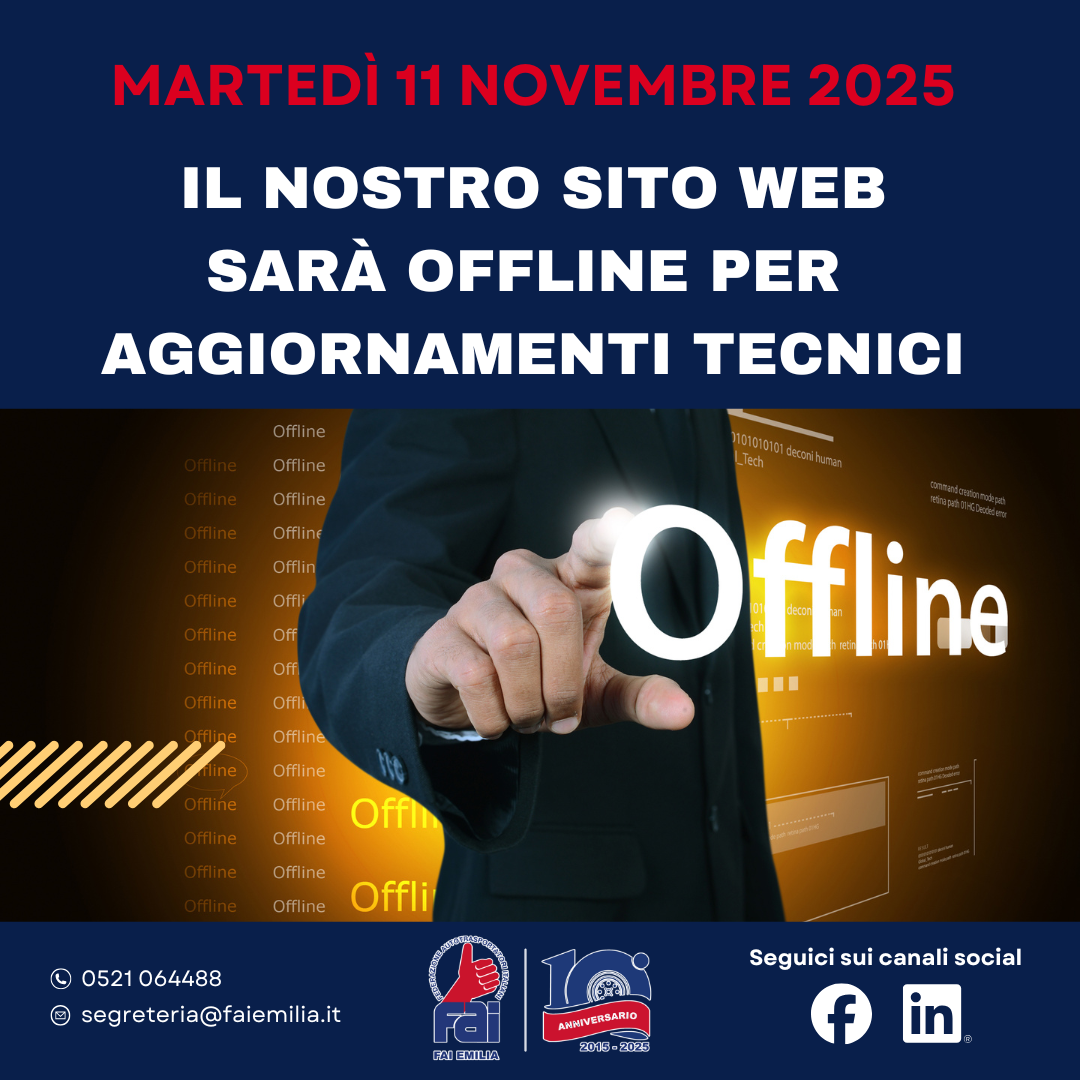 Martedì 11 novembre sito offline per aggiornamenti tecnici