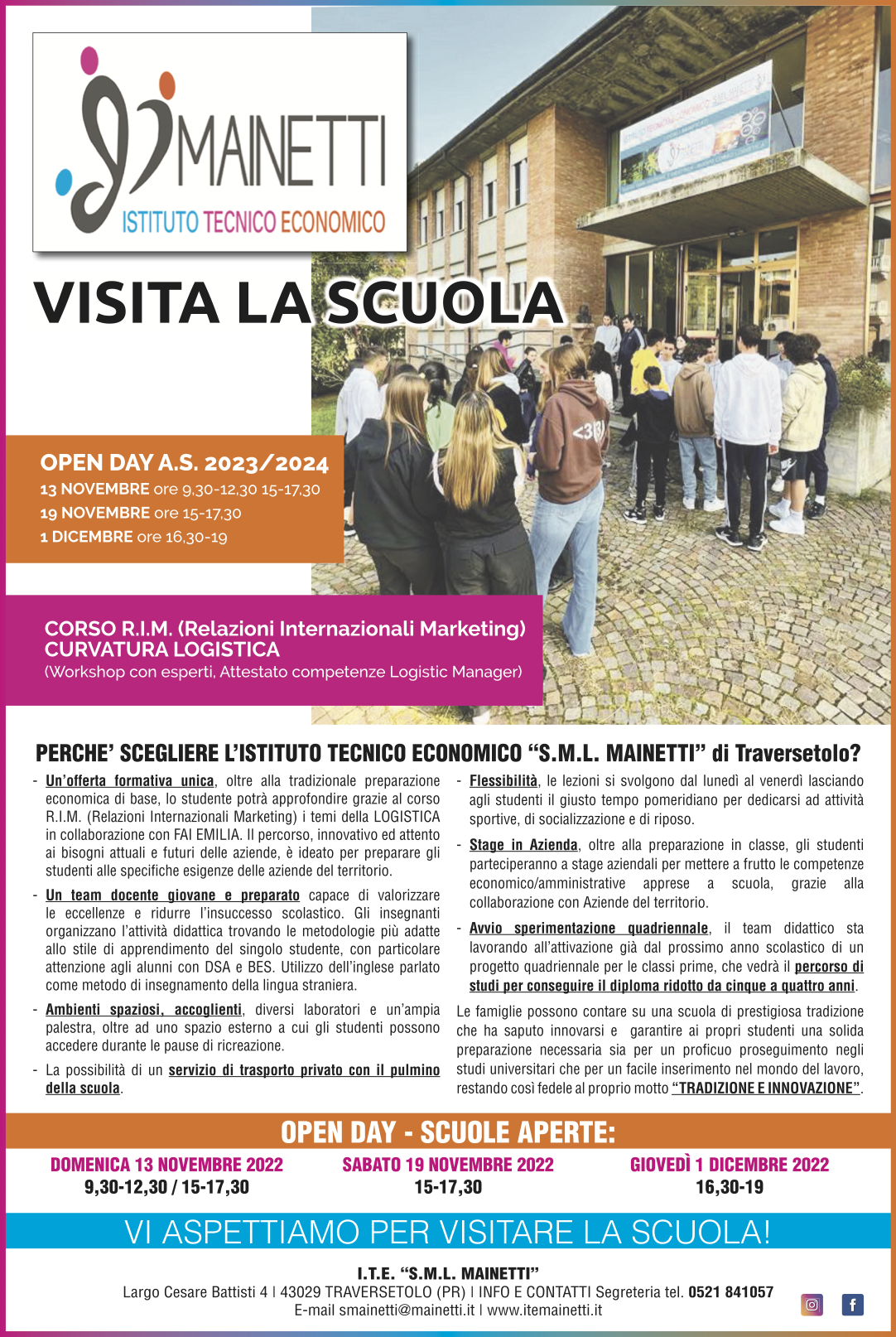 Open Day Mainetti: visita la scuola