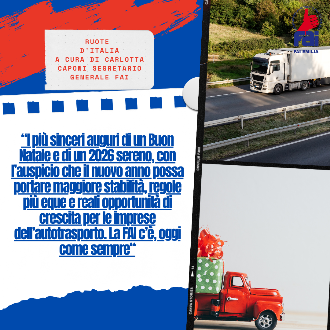 Ruote d’Italia: “Che il nuovo anno possa portare maggiore stabilità, regole più eque e reali opportunità di crescita per le imprese dell’autotrasporto”