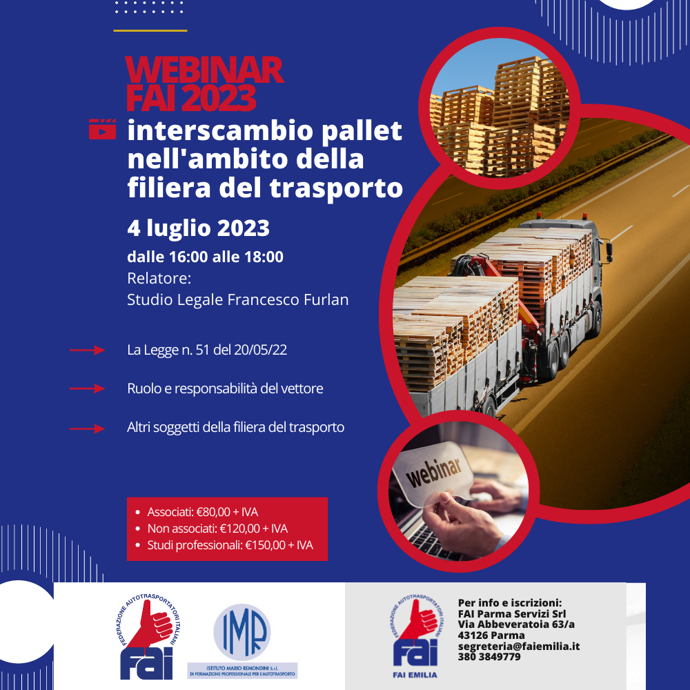 Webinar FAI 4 luglio: interscambio pallet nell'ambito della filiera del trasporto