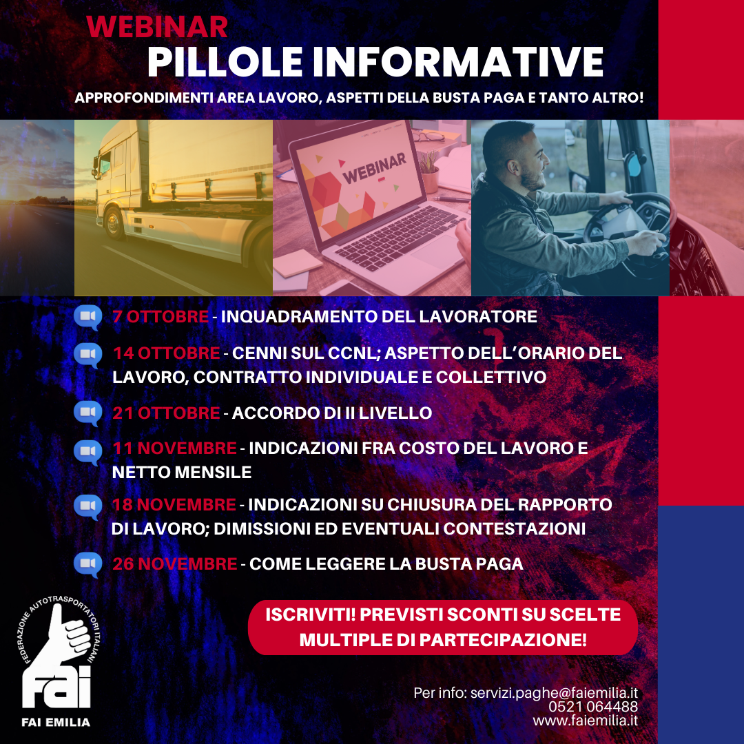 Webinar Pillole Informative Area Lavoro